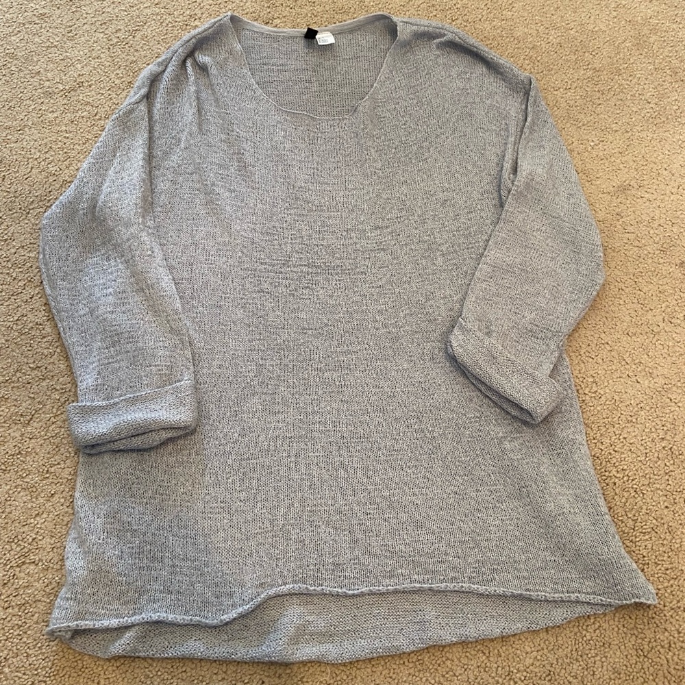 Light Blue Cropped Sleeve Sweater